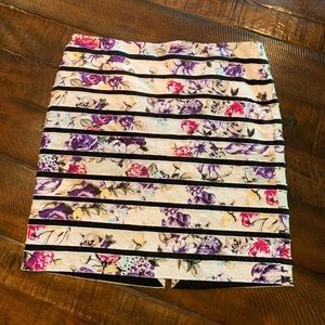 Floral White House Black Market Skirt